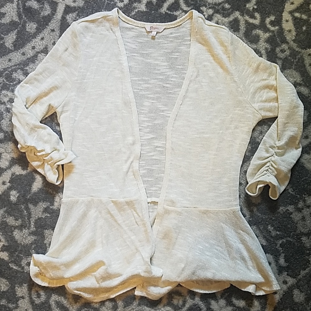 Light weight, three quarter sleeve cardigan